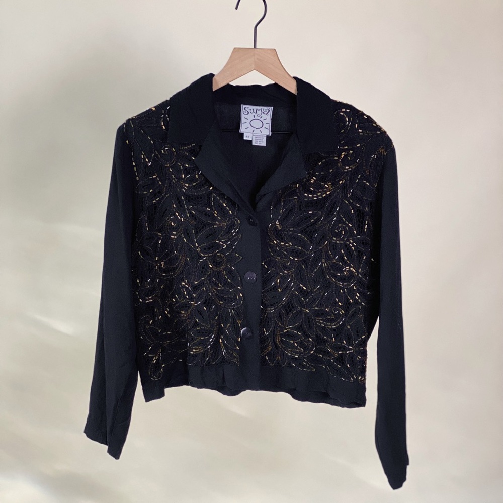 Vintage beaded crochet lace cardigan
